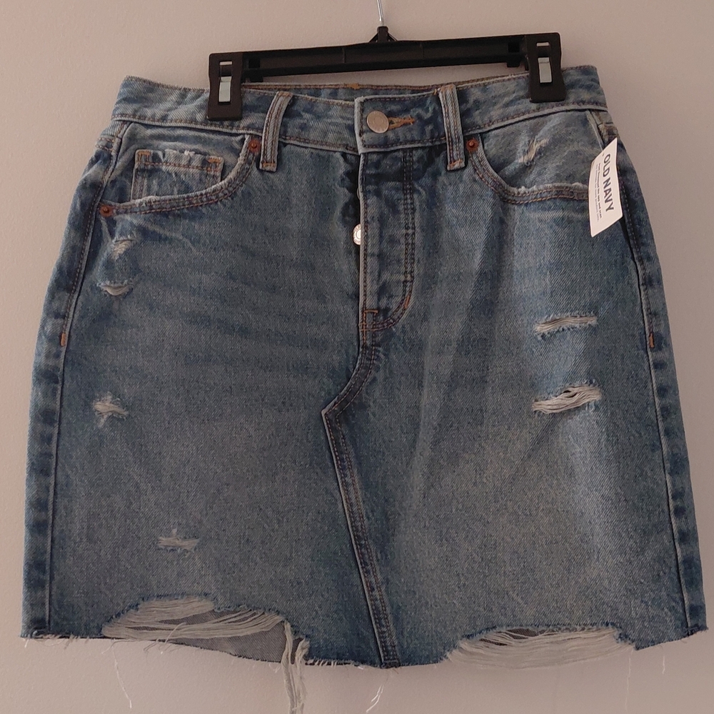 Old Navy Distressed Denim Mini Skirt - Light Blue